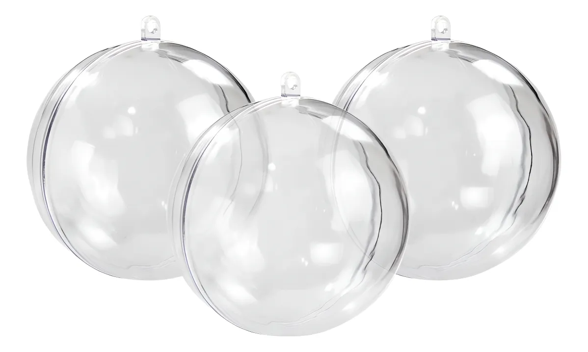 100 Esferas Acrílica Bola Transparente Pascoa Natal 5cm