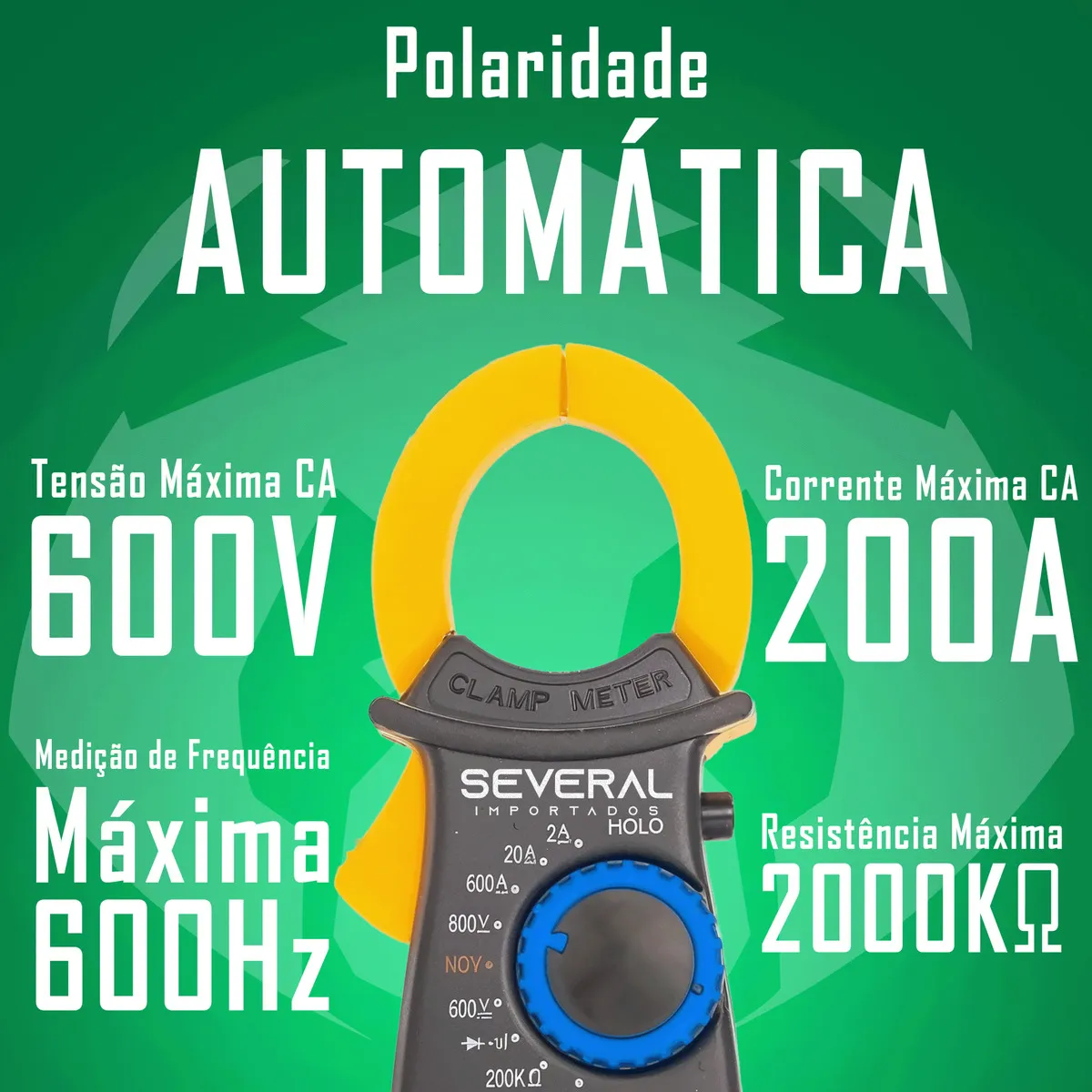 Alicate Amperímetro Digital Medidor Profissional De Corrente Tensão Resistência E Continuidade Several Importados
