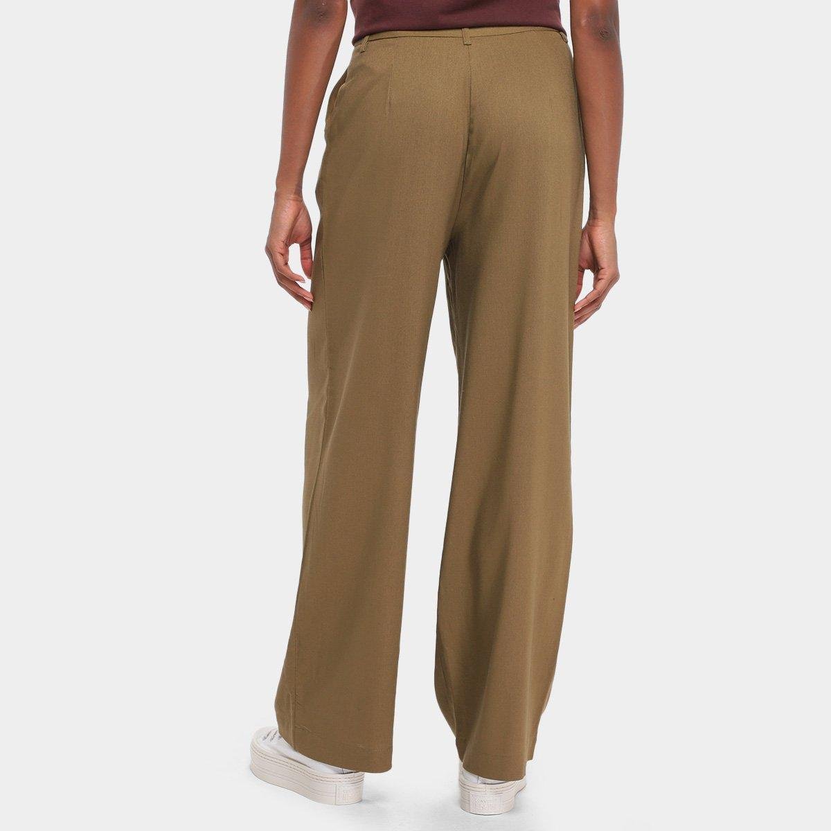 Calça Hering Alfaiataria Reta Feminina - Marrom