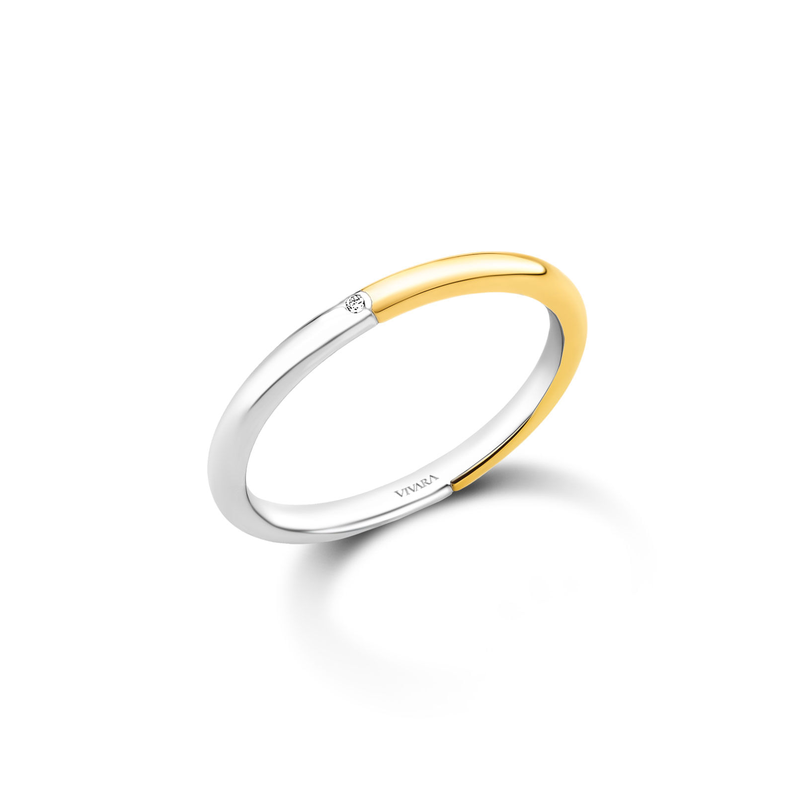 Anel Especial Date em Prata 925 e Ouro Amarelo 18k com Diamante 0,05ct, 2mm