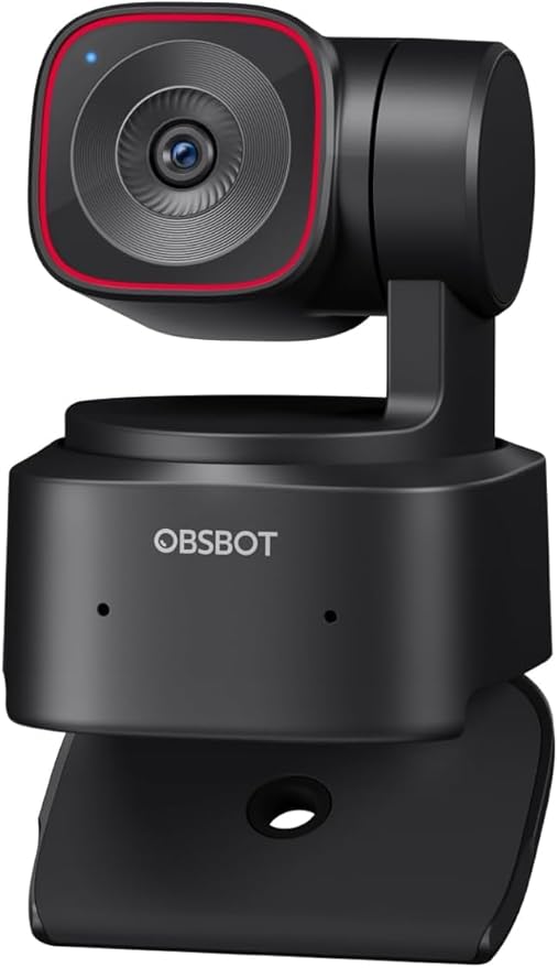 OBSBOT Tiny 2 Lite 4K Webcam PC, câmera de streaming PTZ com rastreamento IA e sensor 1/2", controle gestos HDR microfones webcam computador mesa laptop reunião videochamadas 4K@30fps / 1080@60fps