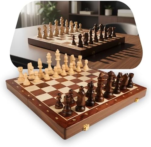 Jogo Xadrez Clássico Profissional Grande Luxo Tabuleiro Peças 100% Madeira Reflorestada Acabamento em Verniz com Rainhas Extras