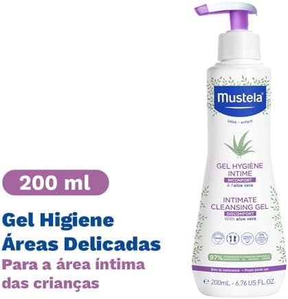 Mustela Gel Higiene Áreas Delicadas 200ml - Sabonete líquido área íntima dos Bebês e Crianças - com 97% de ingredientes de origem natural e pH fisiológico - Mustela Bebê e Criança
