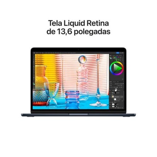MacBook Air Apple 13.6", Chip M2, CPU 8 Núcleos, GPU 10 Núcleos, 24GB, SSD 512GB, Meia-Noite - Z1HN0BZ/A