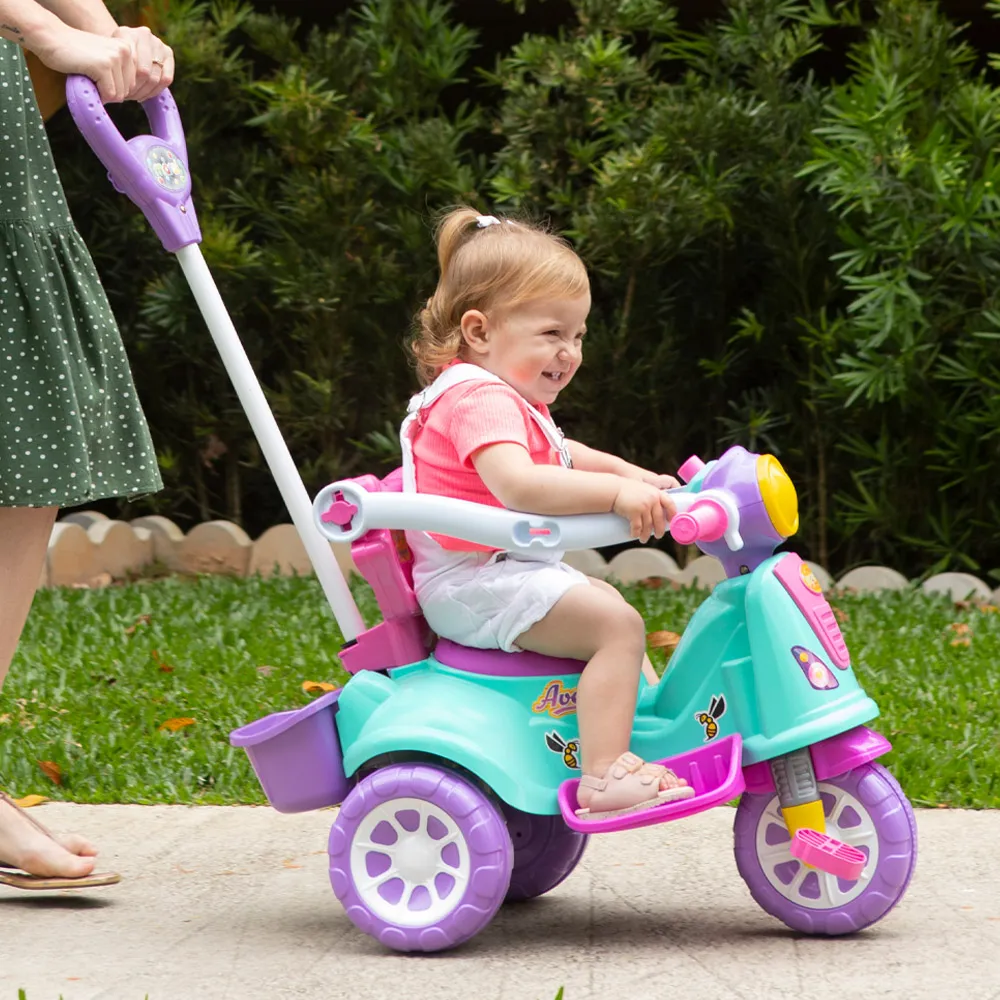 Triciclo Infantil Kids Avespa Carrinho De Passeio Com Empurrador Pink