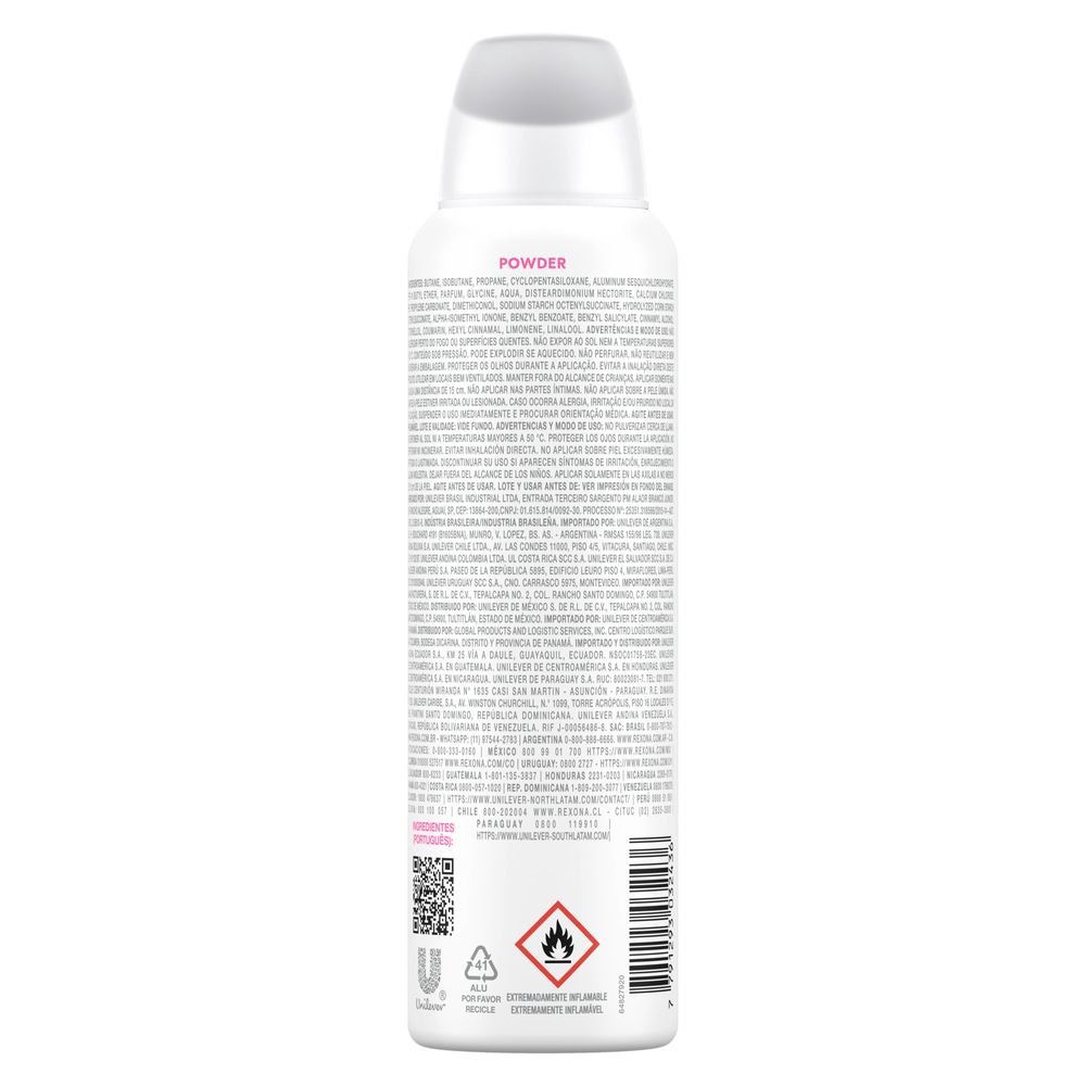 Desodorante Antitranspirante Aerosol Feminino Rexona Powder Dry 72 Horas 150ml