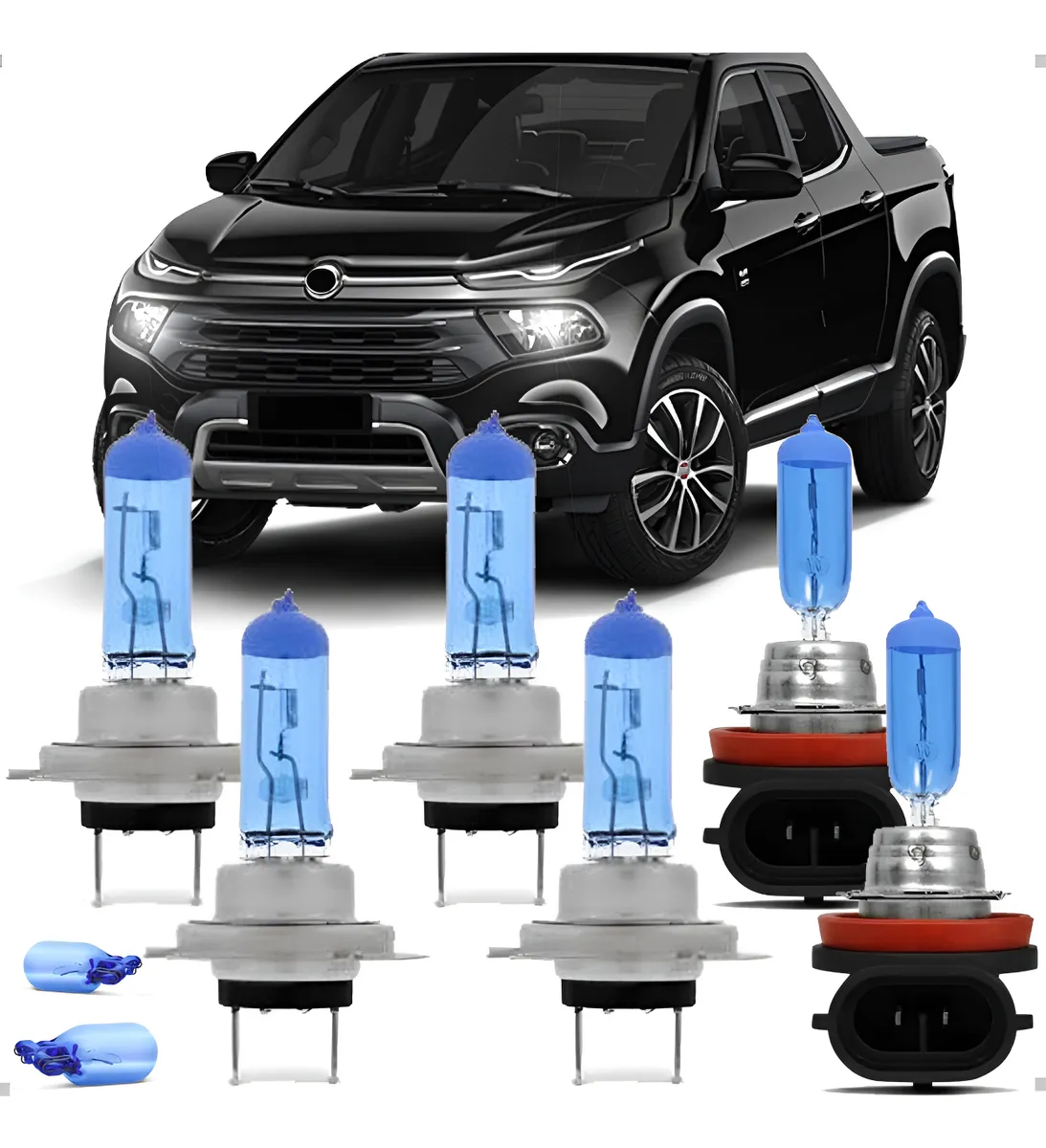 Kit Lampada Super Branca Fiat Toro Farol Alto Baixo E Milha