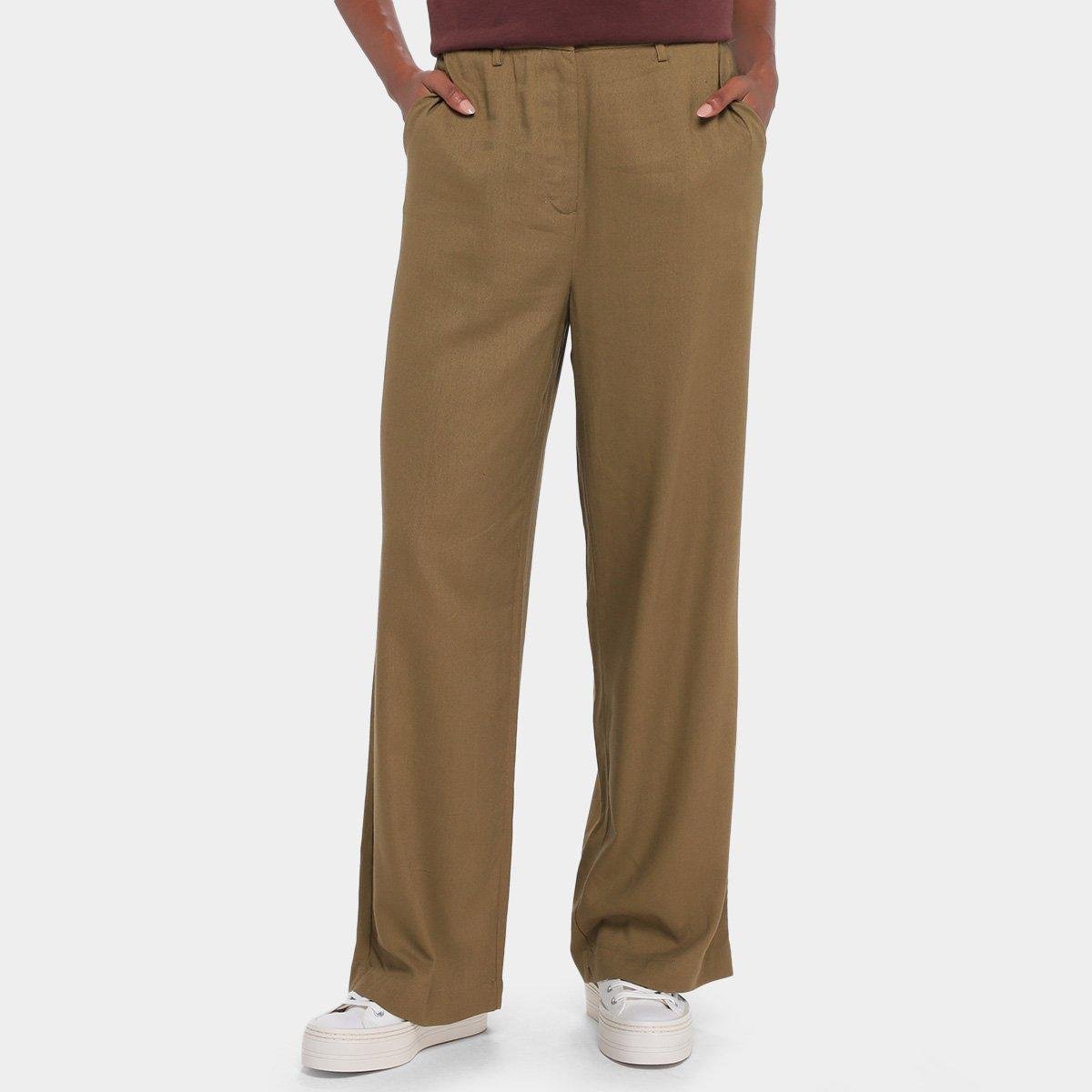 Calça Hering Alfaiataria Reta Feminina - Marrom