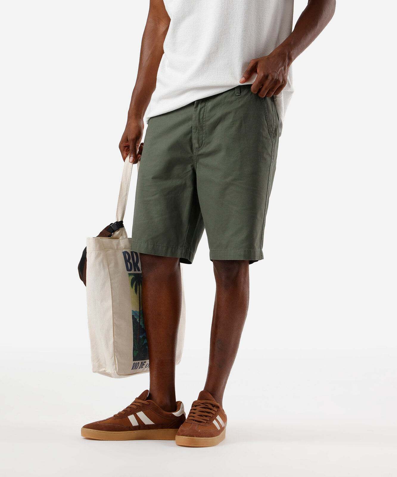 bermuda masculina reta chino verde