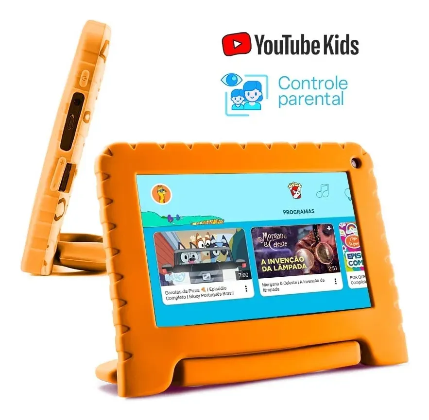 Tablet Infantil Criança Memoria 64gb Android 13 Tela Capinha Emborrachada Resistente Wi-fi Câmera Frontal Carregador Usb-c, Educativo, Jogos Estudar - MI100