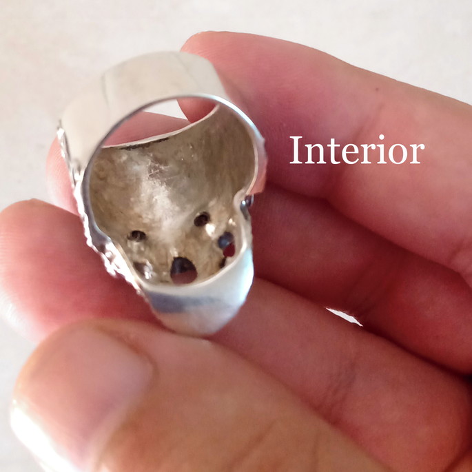 Anel Caveira em Prata Envelhecida Tatuada