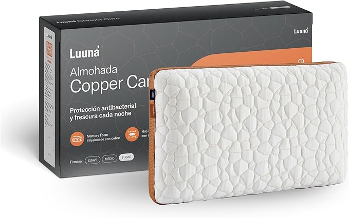 Luuna Travesseiro Copper Care, Memory Foam e Cobre, Firmeza Media, 40 cm x 60 cm