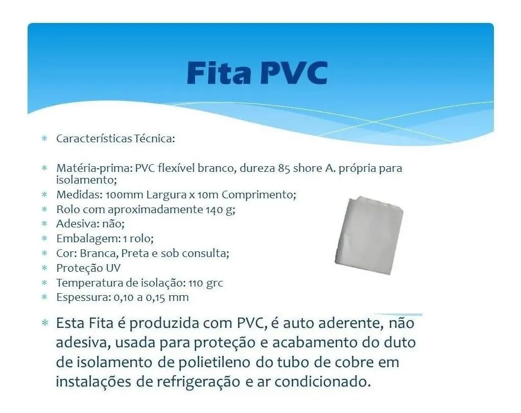 Kit Fita Pvc Acabamento Ar Condicionado 100mm X 10mt - 10 Pc