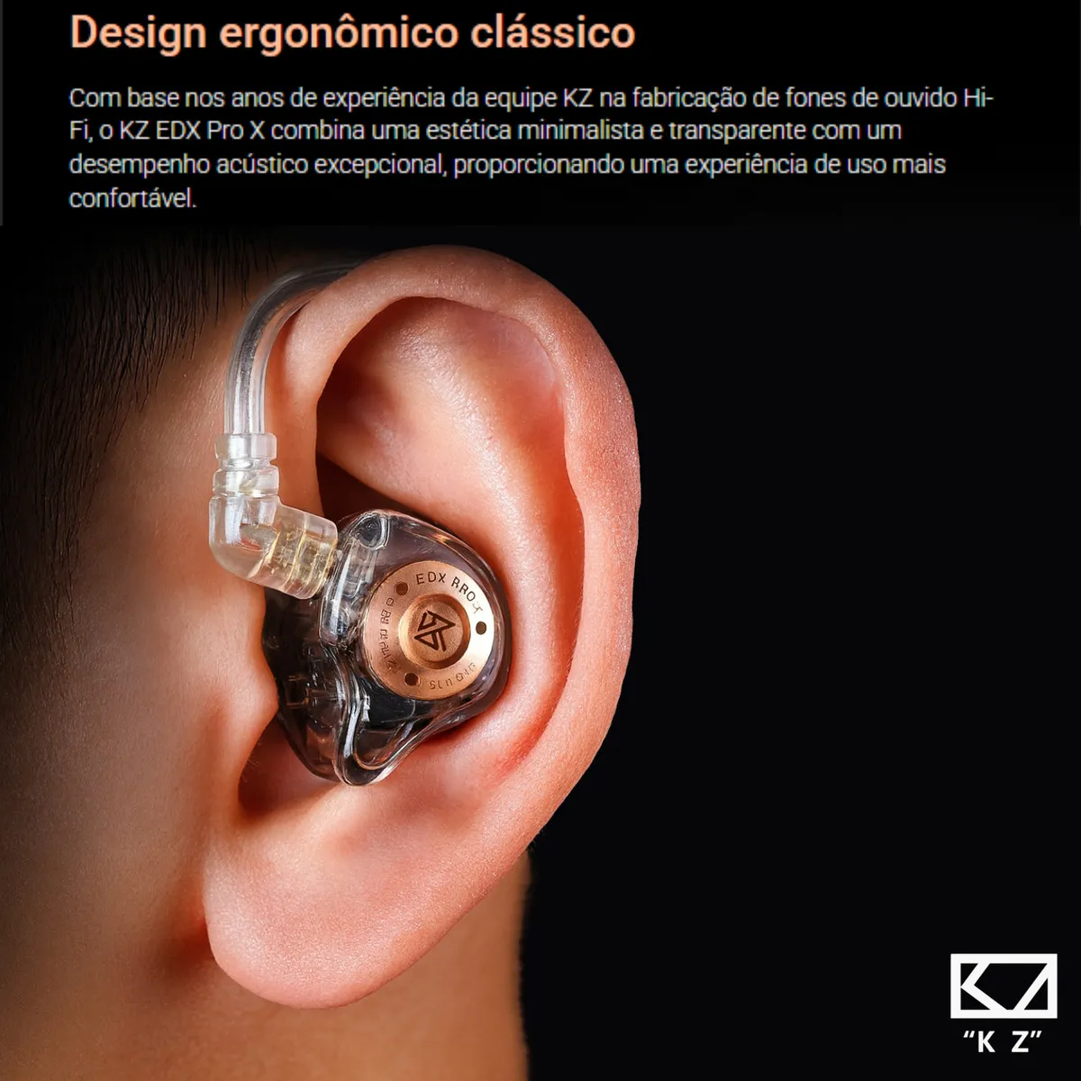 Fone De Ouvido Kz Edx Pro X Preto Com Microfone