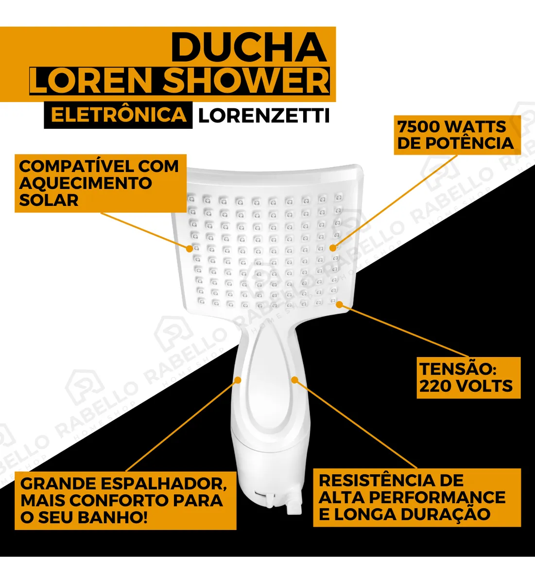 Chuveiro Ducha Loren Shower Eletrônico Lorenzetti 220v 7500w