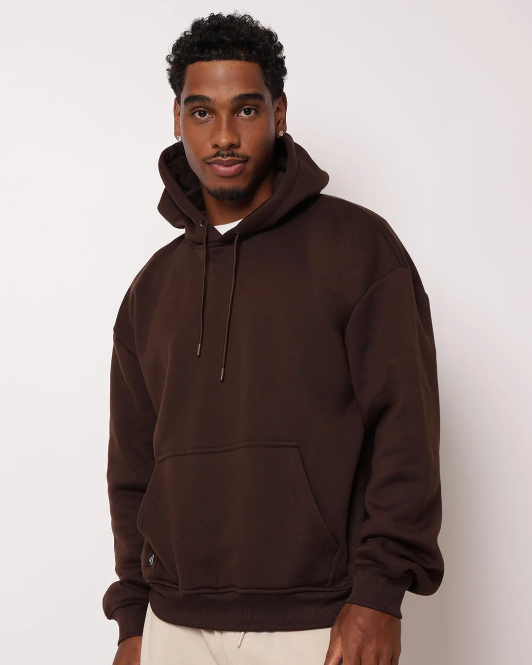 Blusão Moletom Masculino Oversized com Capuz Marrom