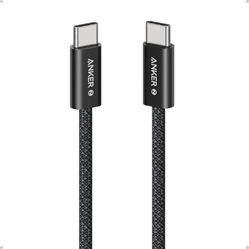 Anker Zolo Cabo USB-C para USB-C (tipo C), 240W de Carregamento Rápido, Trançado e Livre de Sujeira, Conector Fino, para iPhone Série 17/16/15,Xiaomi,Samsung, MacBook (Preto, 1,0 m)