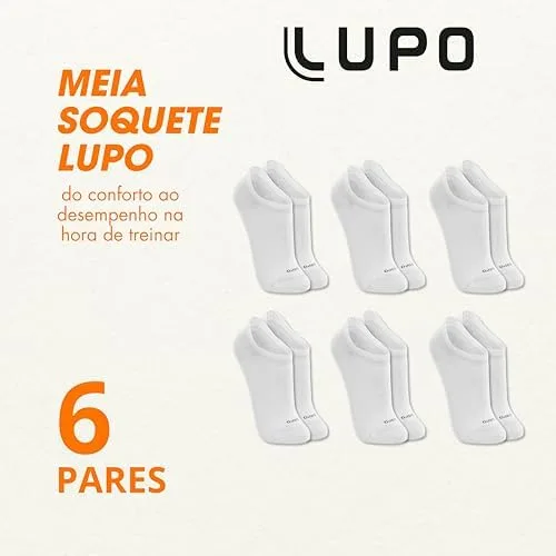 LUPO Kit 6 Pares Meia Soquete Sapatilha Invisível Esportiva Algodão Unissex Adulto