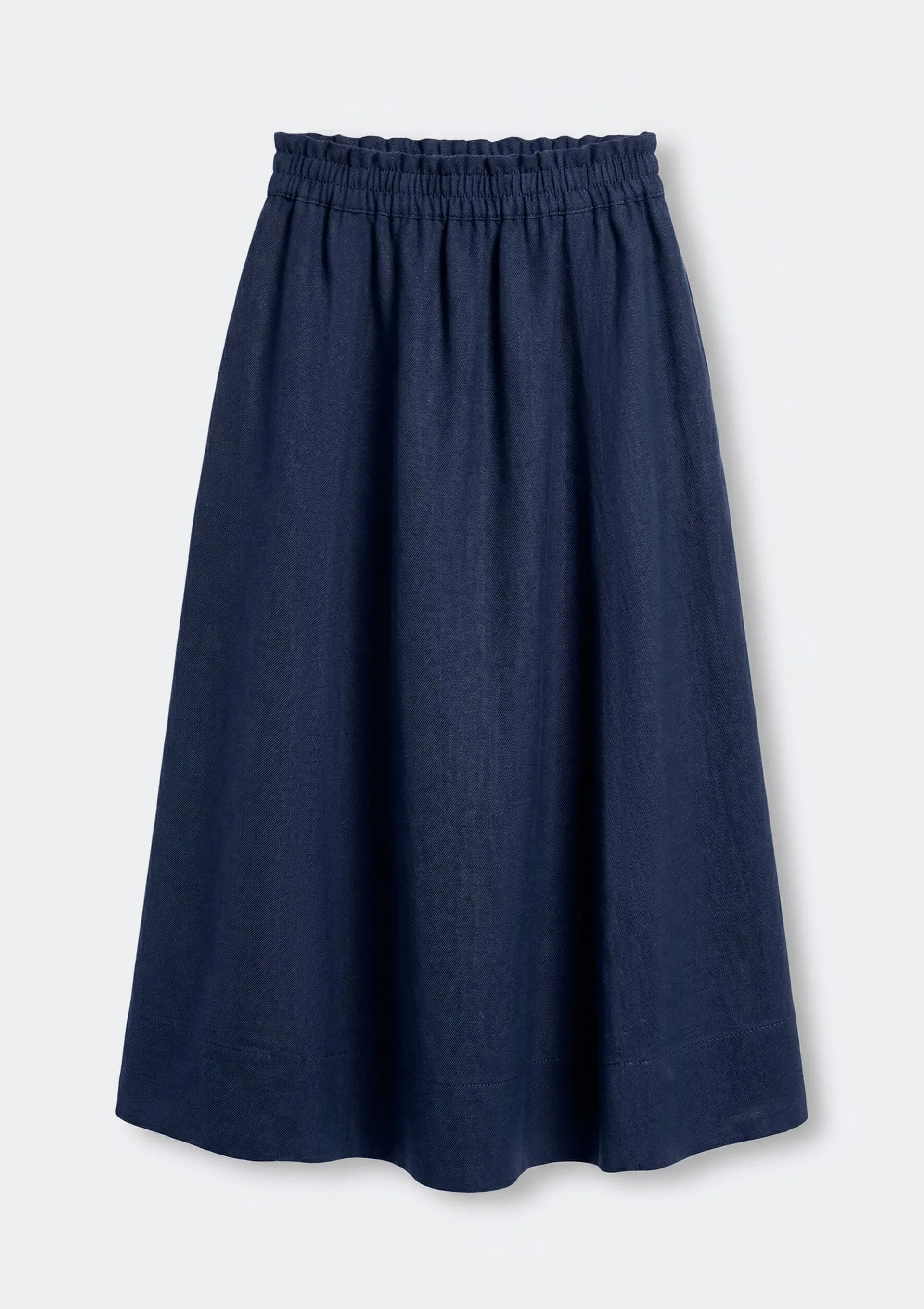 Saia Midi Godê Em Tricoline - Azul