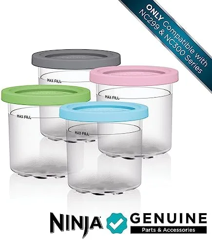 Pacote com 4 canecas Ninja Creami, transparente/cinza/limão/rosa/aqua