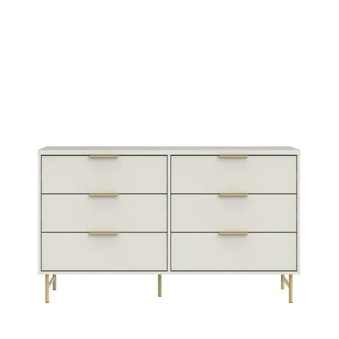 Cômoda 6 Gavetas Yves 135 cm Off White Fosco Dourado