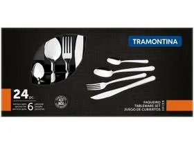 Jogo De Talheres Tramontina Colher Faca Garfo 24 Peças Búzios Inox Tramontina