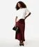 saia midi feminina acetinada vinho