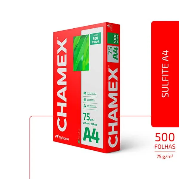 Caixa de Papel sulfite A4 75g 210mmx297mm Chamex CX 2500 FL