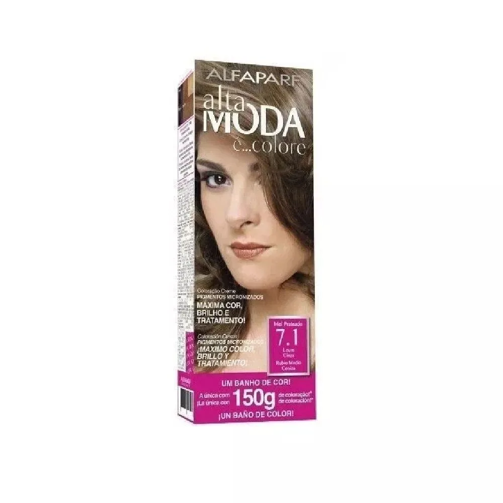 Coloração em Creme Cobertura Fios Brancos 150g Alta Moda 7.1 Mel Prateado Alfaparf Coloração Alta Moda 7.1 Mel Prateado Gts Brind Alfaparf