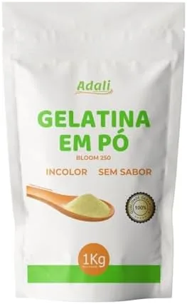 Adali Gelatina em Pó Bloom 250, Sem Sabor, Incolor, 1Kg