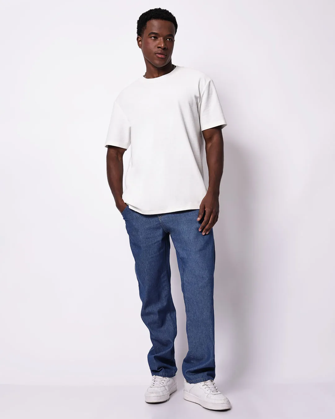 Calça Jeans Masculina Reta com Bolsos Azul