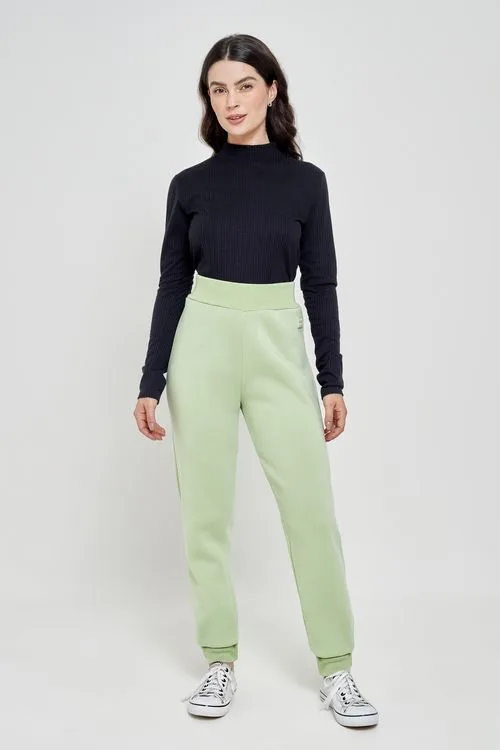 Calça Jogger Feminina Moletom Verde Menta