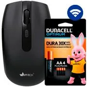 Mouse sem fio, 1600DPI, Preto, MW300, App-Tech + Pilha Alcalina Duracell Palito AAA, Optim...