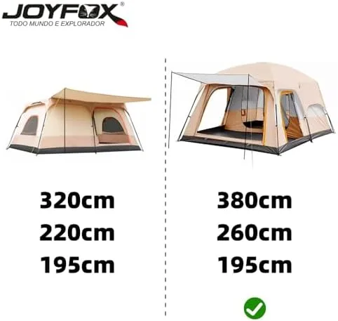 Barraca Camping Família Acampamento 8 10 Pessoas com Grande Varanda, 2 Quartos 1 Sala de Estar, Tenda Família à Prova D'água