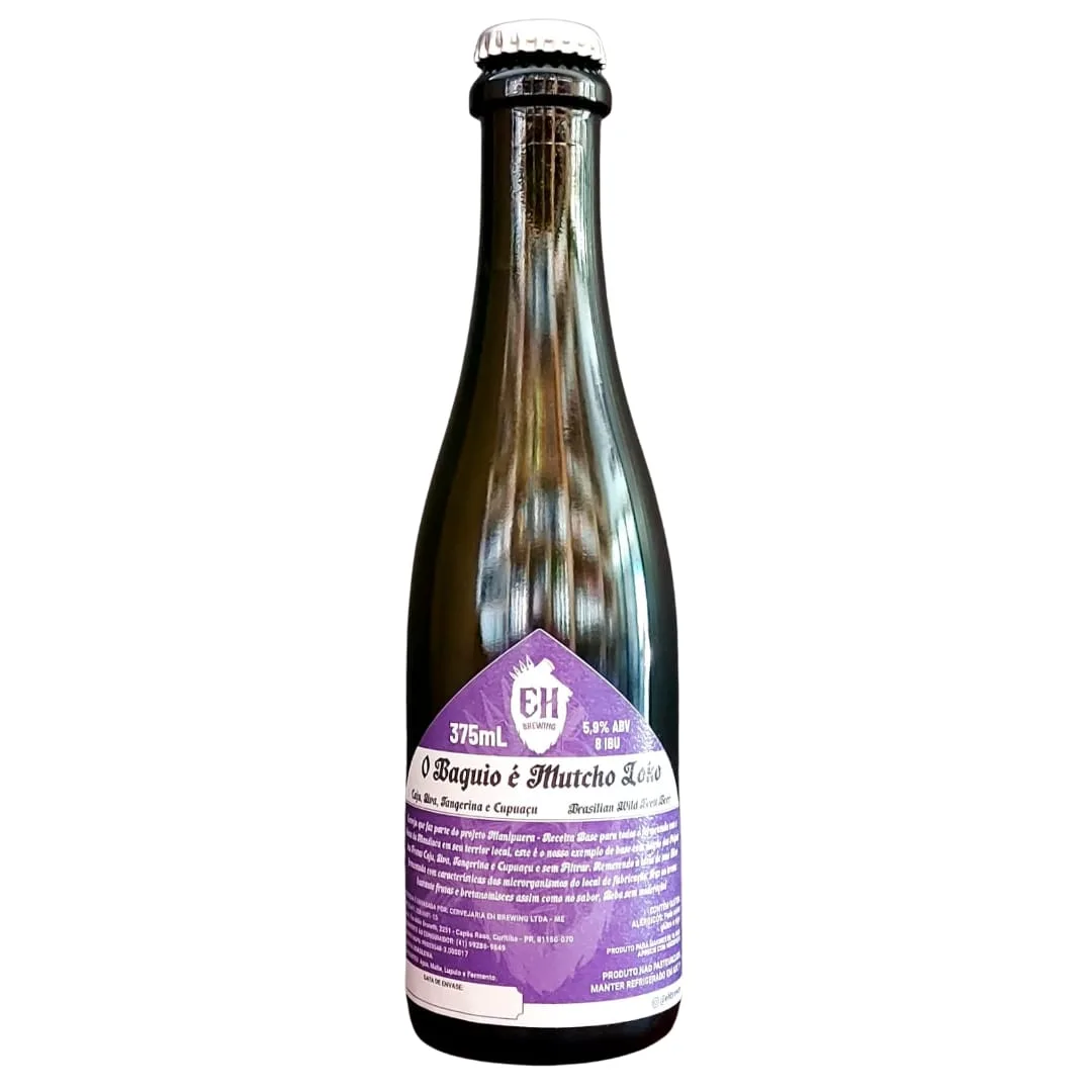 Cerveja EH Brewing O Baguio é Mutcho Loko Caju, Uva, Tangerina e Cupuaçu Brasilian Wild Brett Beer 375 ml