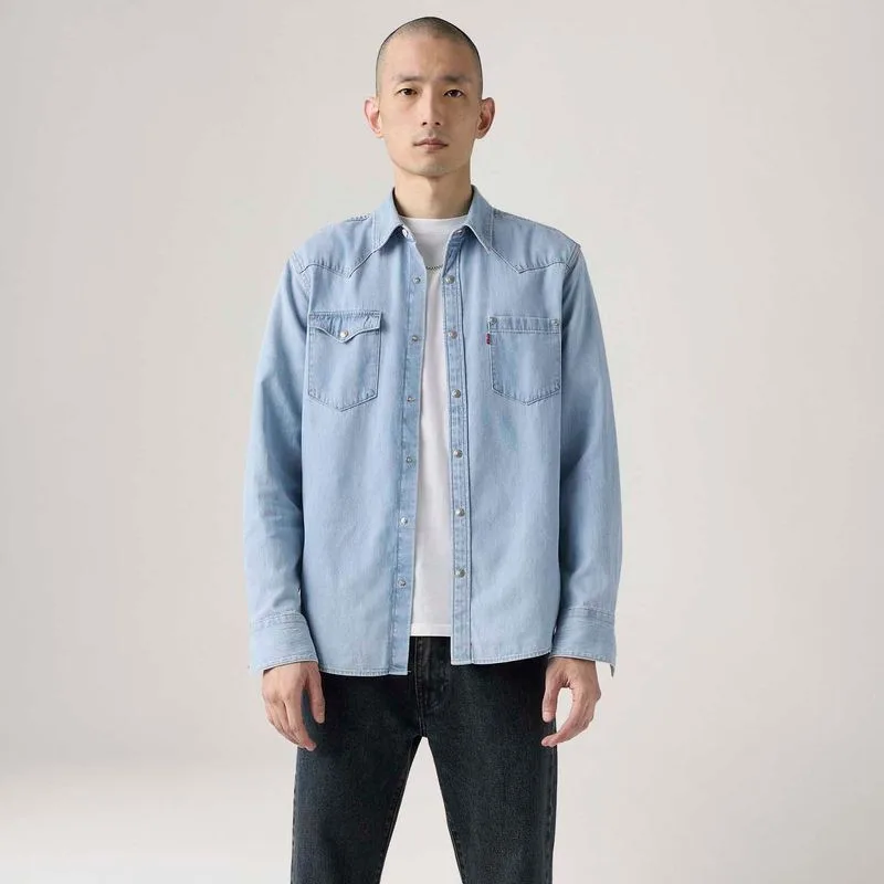 Camisa Jeans Levi's® Barstow Special Manga Longa Lavagem Clara