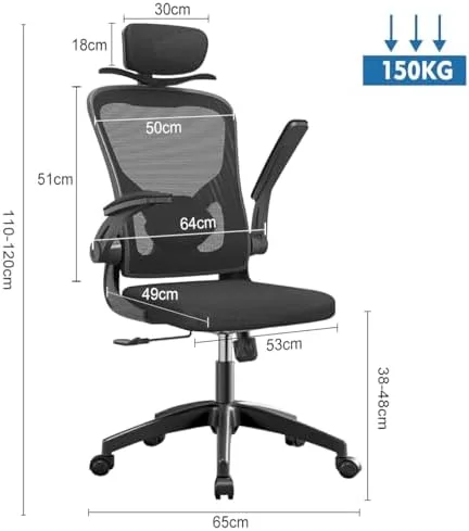 Cadeira de escritório ergonômica com estofado de mesh (Cabide)