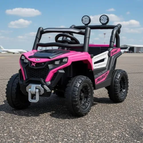 Jipe Carro Elétrico Infantil 12V Música Luz Controle Remoto (Rosa)