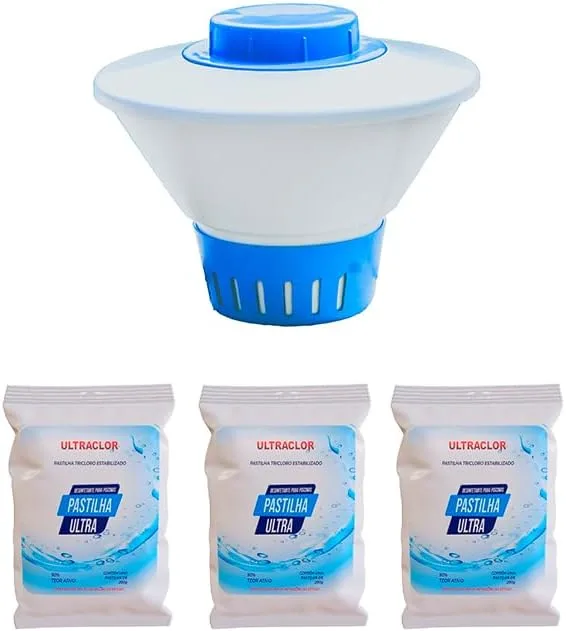 Clorador Com 3 pastilhas Margarida Flutuante Para Piscina Vinil e Intex| Suporte Para Pastilha De Cloro Com 3 Pastilhas Para Piscina | Bóia De Cloro Para Piscina