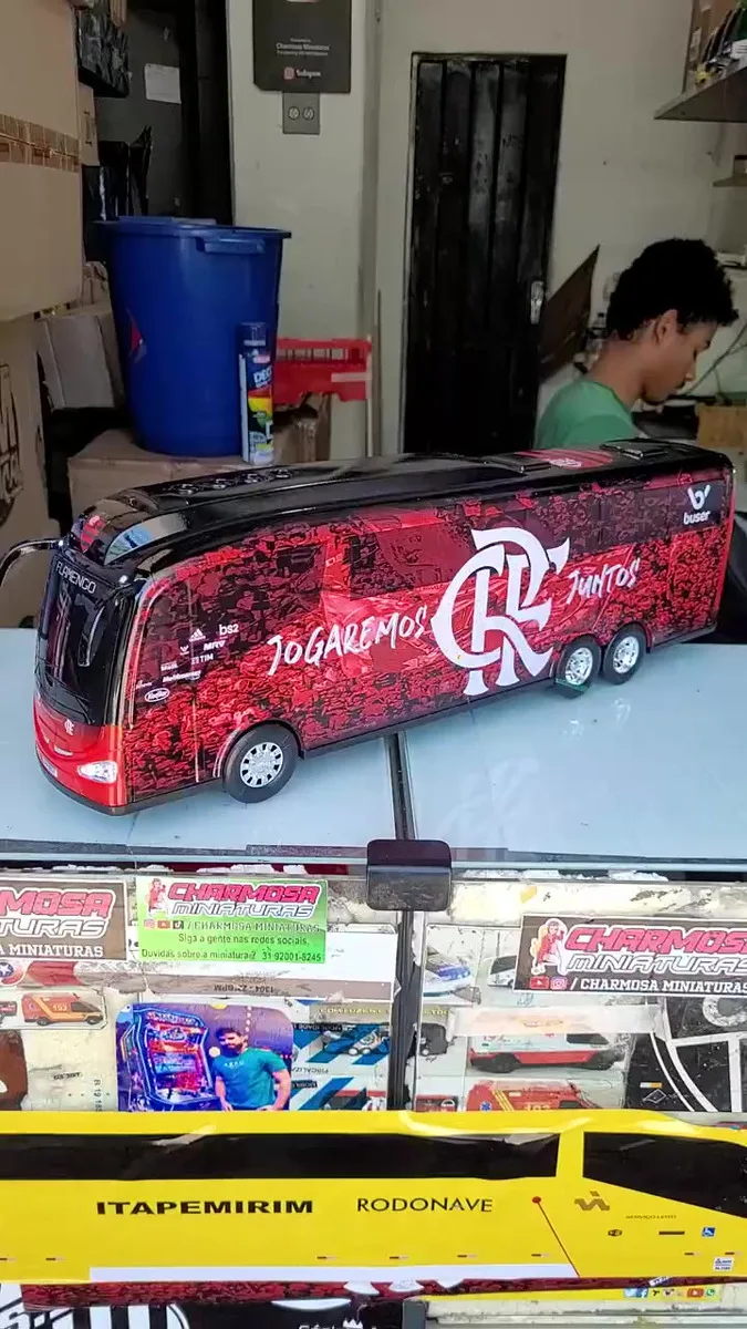 Miniatura Onibus Flamengo Com Farol Seta Pisca Alerta Luzes