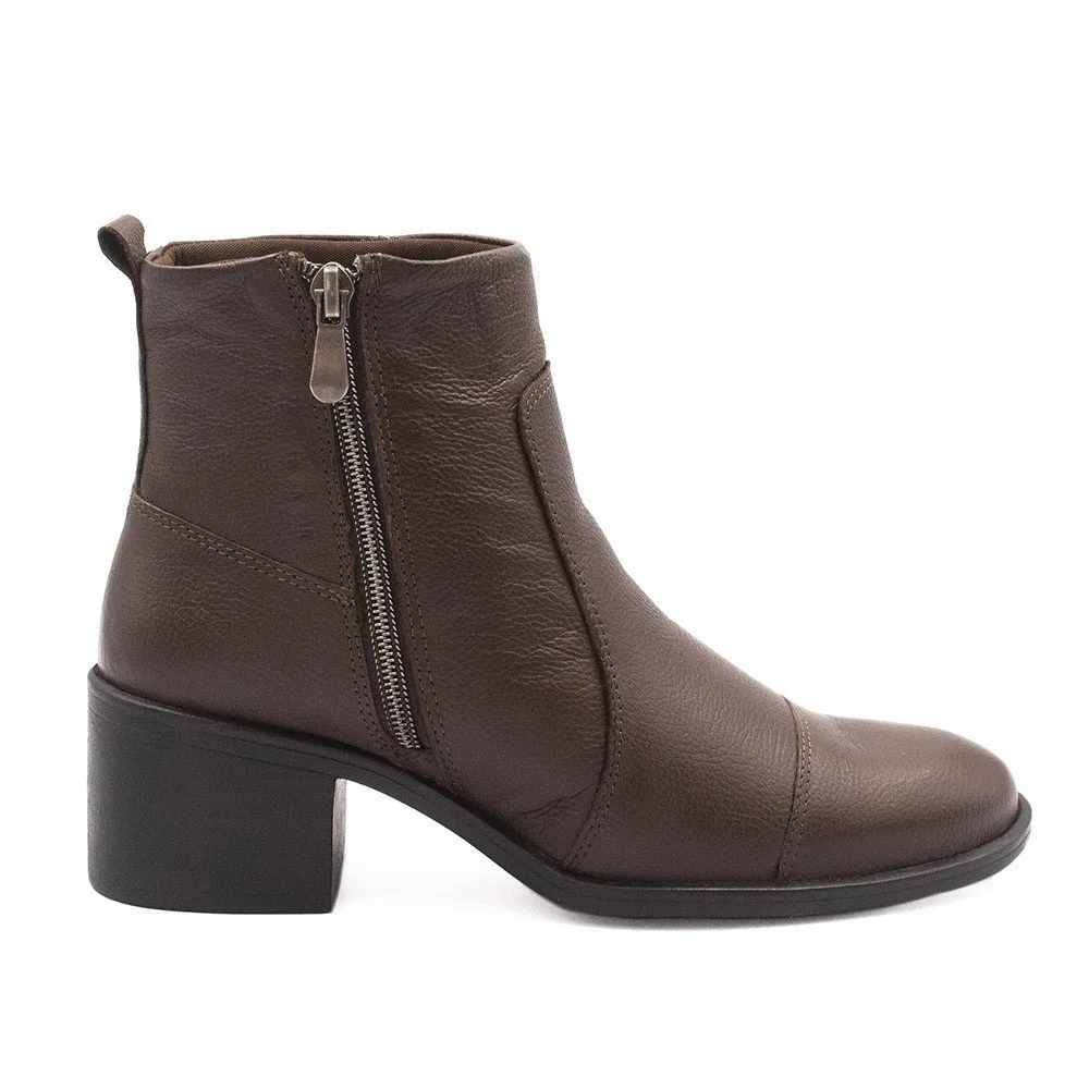 Bota Zatta Salto Bloco Couro Jovita  Marrom