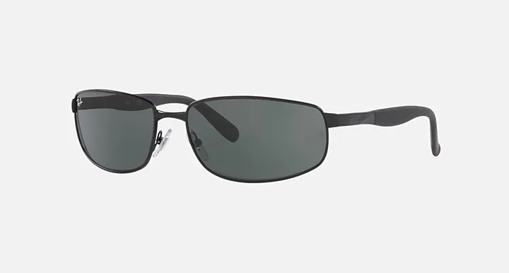 Ray-Ban RB3254 Preto|Black with Verde Crystal|Crystal Green Cor uniforme|Solid Color lens