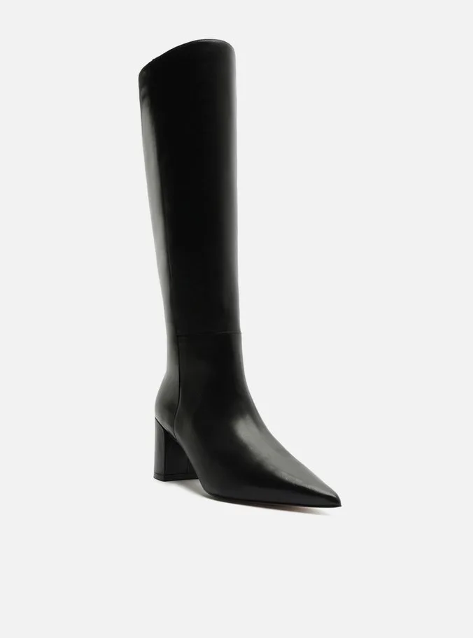 Bota Preta Couro Cano Longo