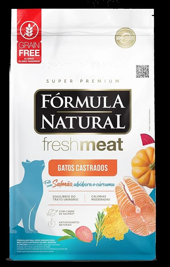 Fresh Meat Ração Para Gatos Gato Castrado Sabor Salmão, Abóbora e Cúrcuma 10,1kg
