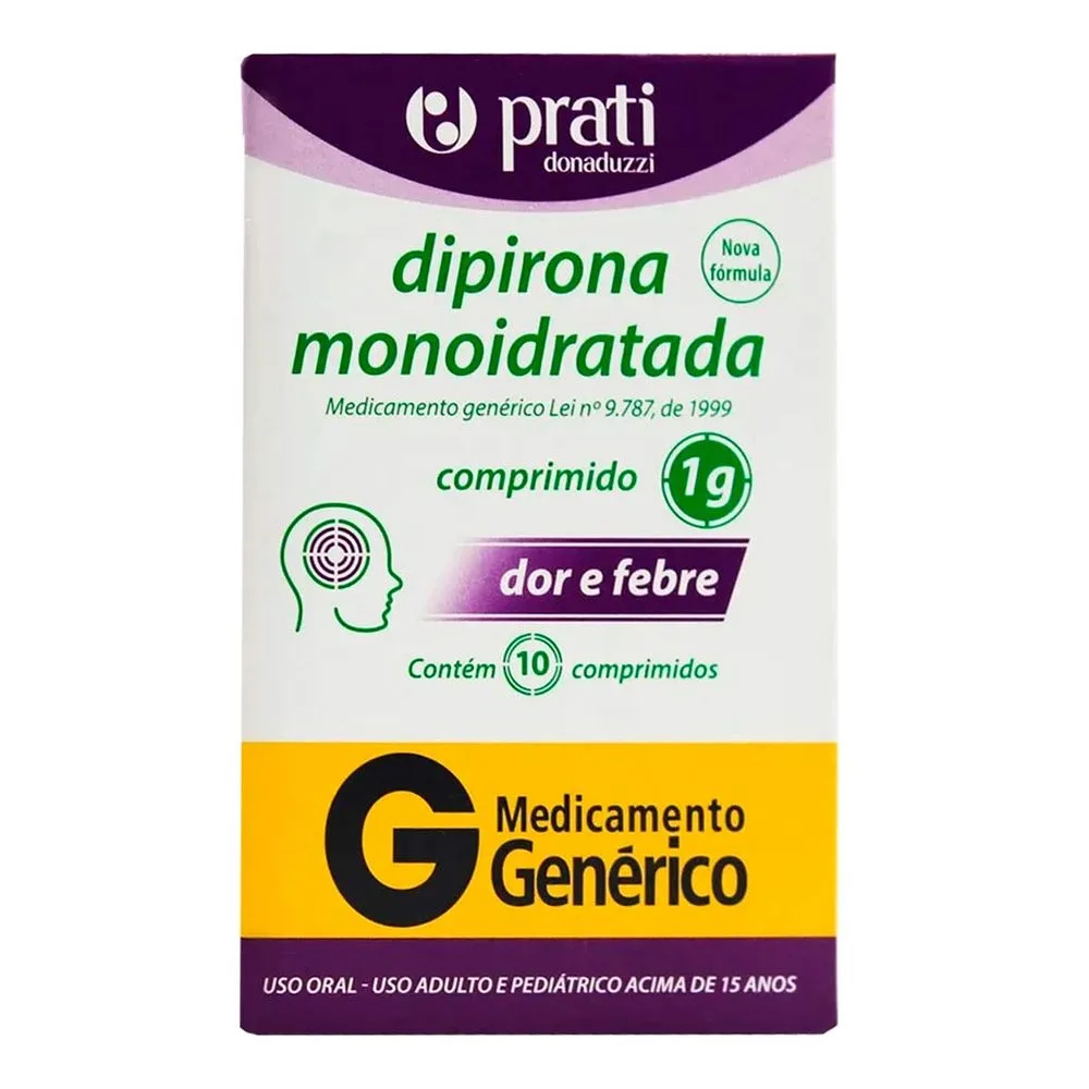 Dipirona 1g Genérico Prati-Dunaduzzi 10 Comprimidos - Drogarias Pacheco