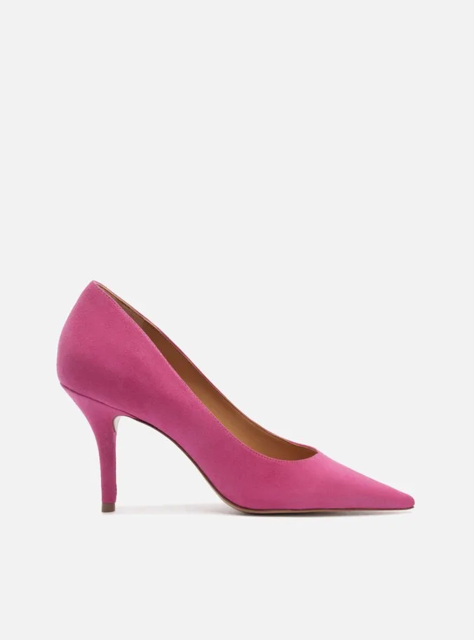 Scarpin Rosa Camurça Salto Fino