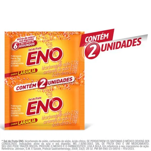 Eno Laranja Envelope 2 Unidades 5g Cada Pó Efervescente