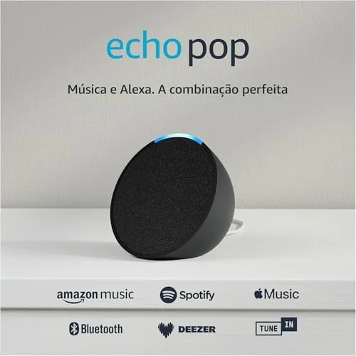 Echo Pop (Geração mais recente) | Smart speaker compacto com som envolvente e Alexa | Cor Preta