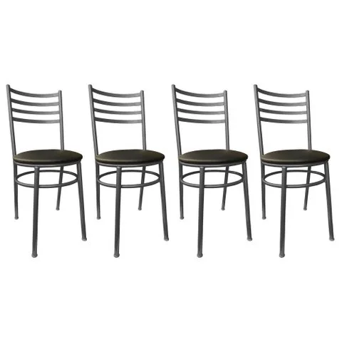 Kit Conjunto com 4 Cadeiras para Cozinha Mesa Jantar Bar Lanchonete Restaurante Estofado Preta