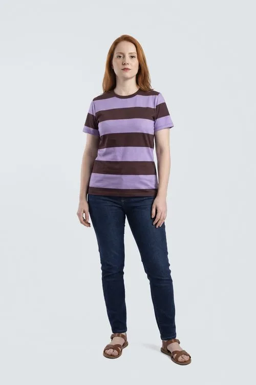 Blusa Feminina Lilás e Marrom Listrada